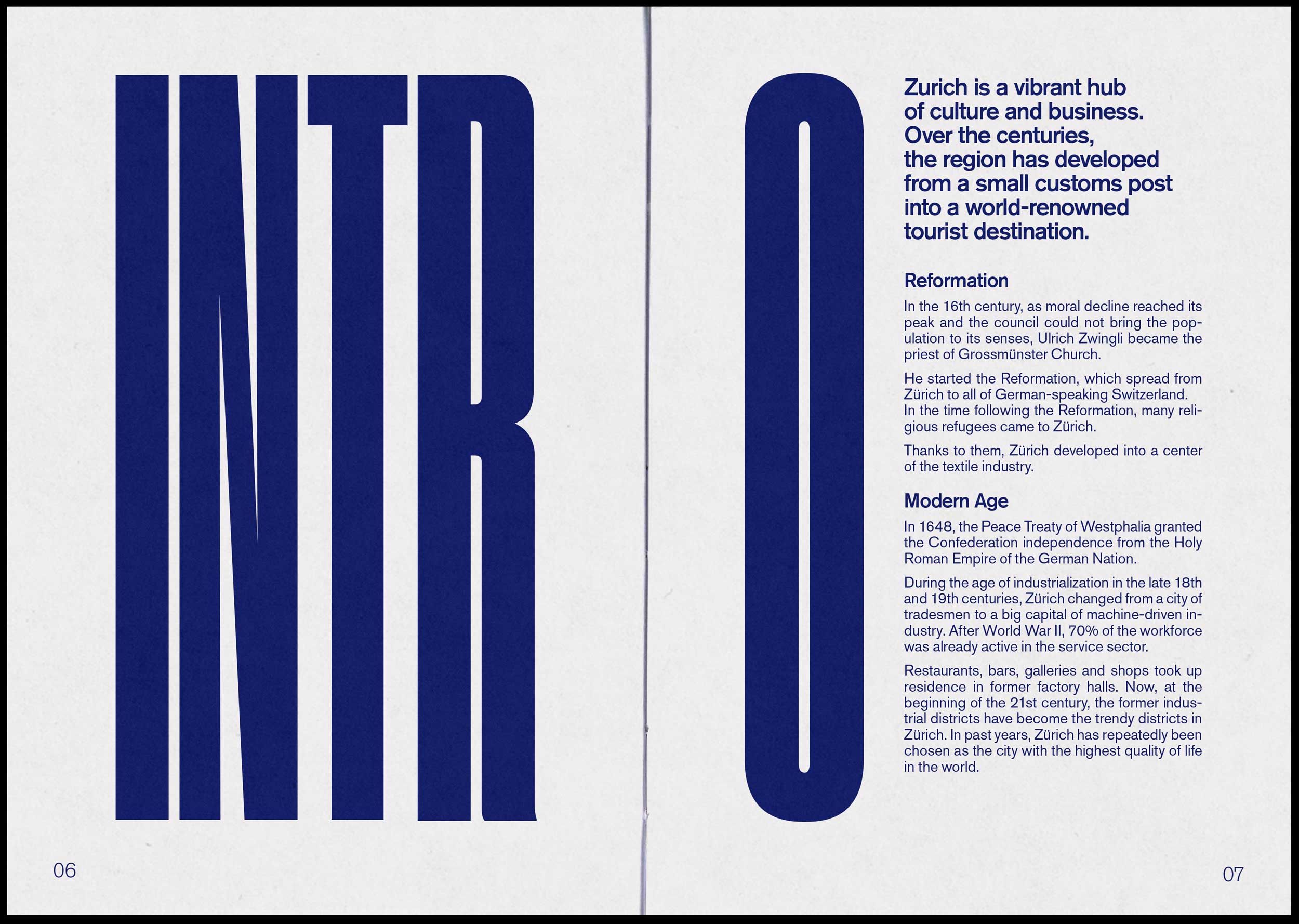 Scans of the pages of “A Weekend in Zurich”